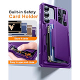 Samsung Galaxy S25+ Plus Wallet Case, RFID, Camera Cover, Shockproof, Purple