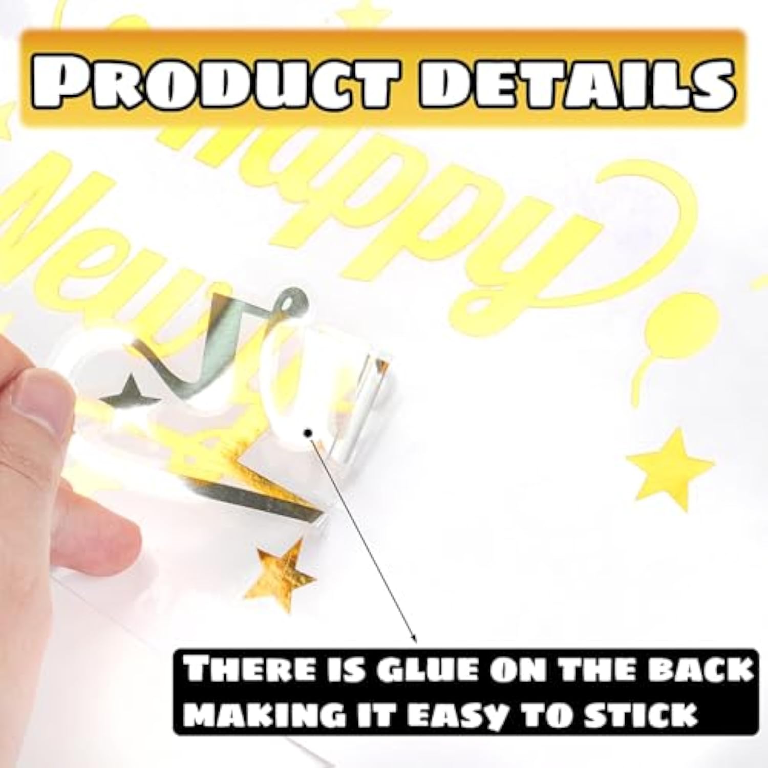 Happy New Year Balloon Stickers Gold Bobo Balloon Decorations Star Balloons Letter Stickers Decals For New Years Christmas Party Balloons Gift Diy Supplies 6Pcs