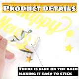 Happy New Year Balloon Stickers Gold Bobo Balloon Decorations Star Balloons Letter Stickers Decals For New Years Christmas Party Balloons Gift Diy Supplies 6Pcs