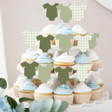 Green Bodysuit Cake Topper Gingham Baby Shower Decoration Girl Boy/Girl Theme