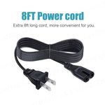 8Ft Tv Power Cord Replacement For Samsung 24" 32" 40" 43" 48" 49" 50" 55" 60" 65" 75" Inch Lcd Hd Smart 4K Curved Tv Un55Ru8000Fxza Un65Ru7100Fxza Un43Nu6900Fxza 2 Prong Cable