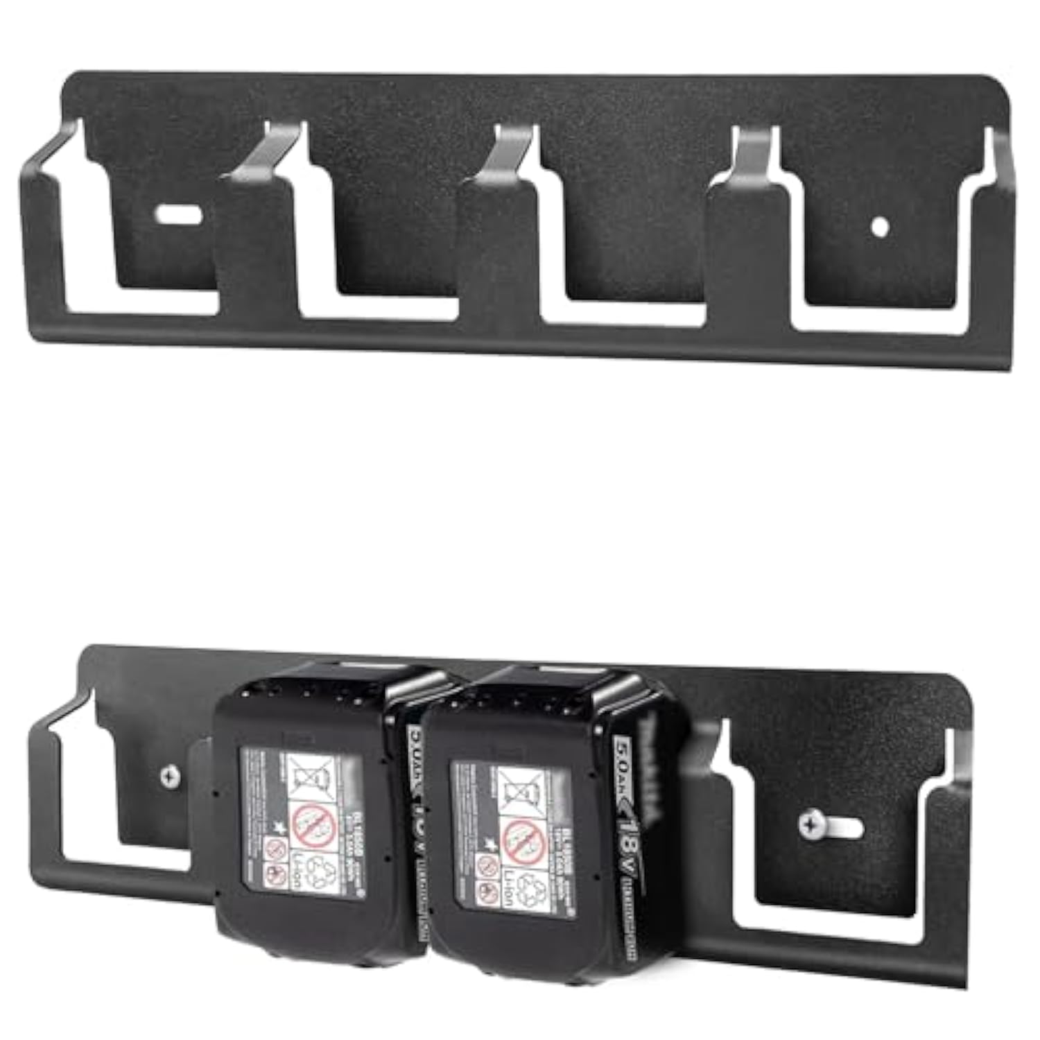 Metal Wall Mount Holder for Makita & Bosch 18V Batteries 4-Slot Organizer