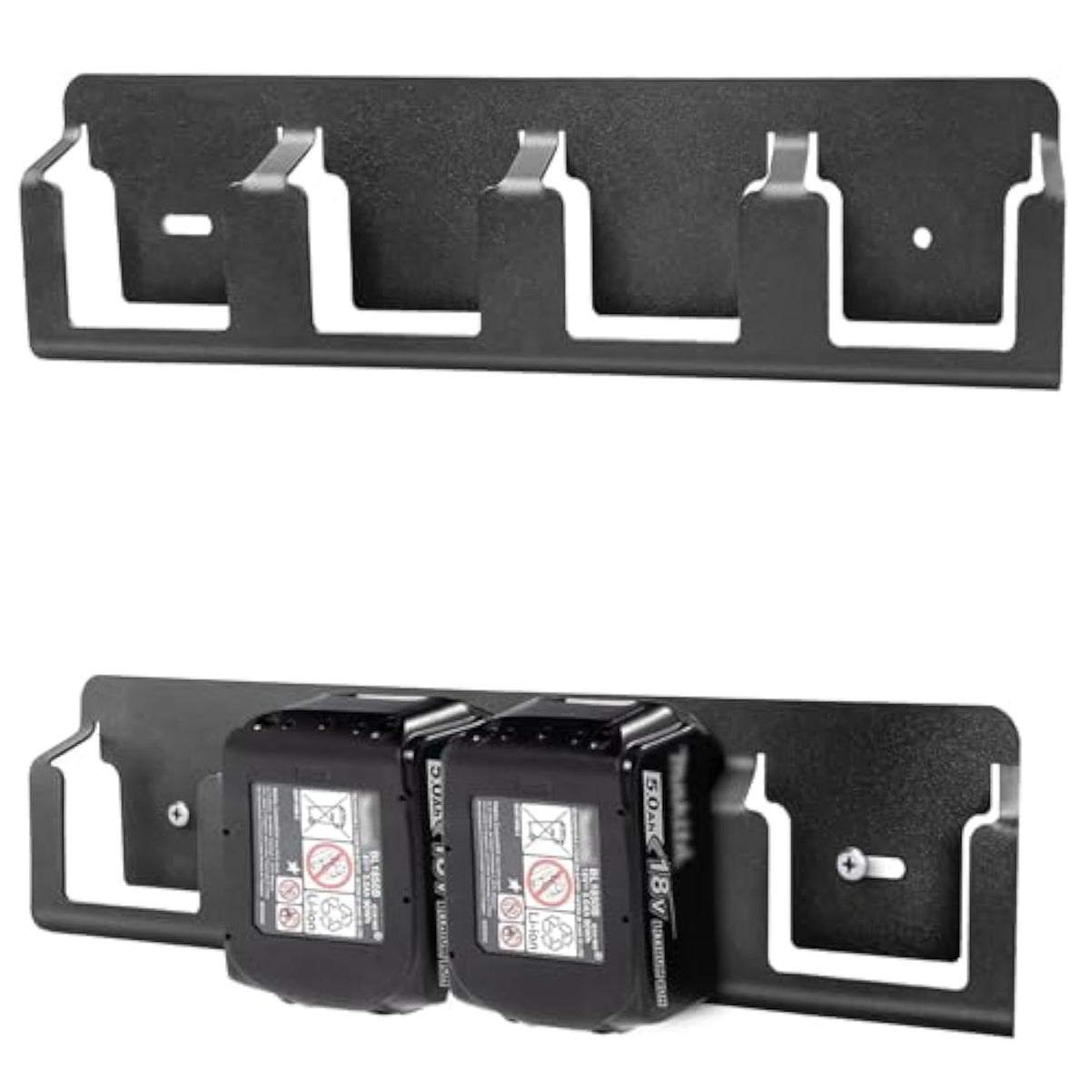 Metal Wall Mount Holder for Makita & Bosch 18V Batteries 4-Slot Organizer