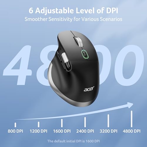 Ergonomic Mouse Wireless Rechargeable With Side Scroll (Bt5.2+2.4Ghz), Bluetooth Computer Mouse For Laptop, Medium To Large Sized Hands, Office Usb Mice, 8 Buttons, 4800 Dpi For Pc, Desktop