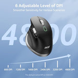 Ergonomic Mouse Wireless Rechargeable With Side Scroll (Bt5.2+2.4Ghz), Bluetooth Computer Mouse For Laptop, Medium To Large Sized Hands, Office Usb Mice, 8 Buttons, 4800 Dpi For Pc, Desktop