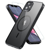 Magnetic Case For Iphone 11 Case, With Tempered Glass Screen Protector, [Compatible With Magsafe], Military Drop Protection Shockproof Matte Back Cover For Iphone 11 6.1 Inch,Black