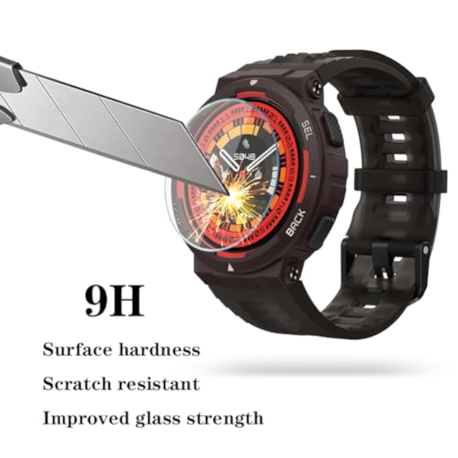 Watch Screen Protector (3+1Pack) Compatible For Amazfit Active Edge, Tempered Glass Film Anti-Scratch High Definition Full Coverage And Soft Tpu Protective Case, Black