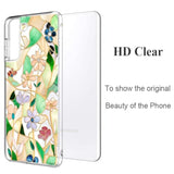 Case Compatible With Galaxy S21 Case Clear With Design Soft Tpu Shock Absorption Slim Embossed Pattern Protective Back Cover (Stained Glass Flower)