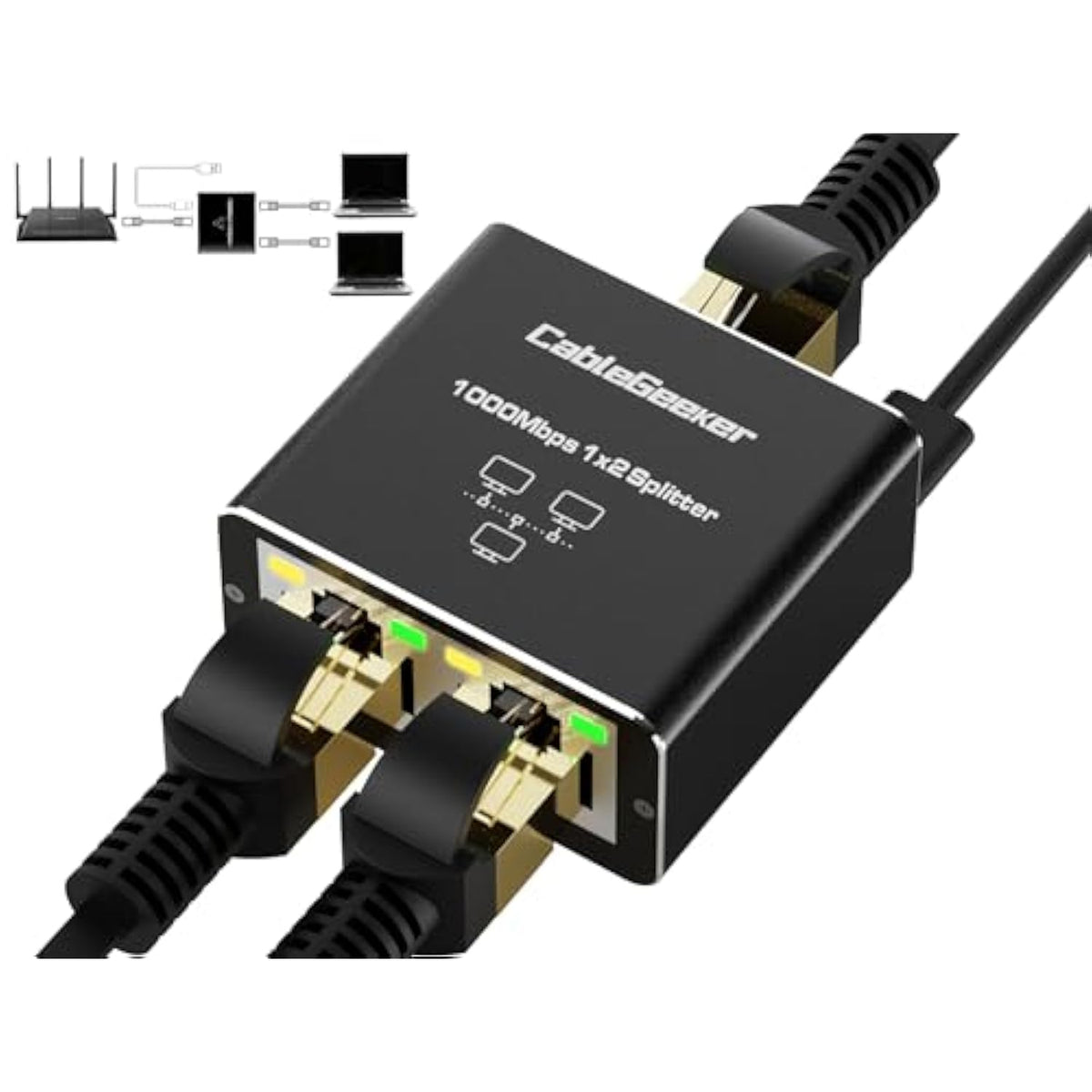 Ethernet Splitter, High Speed 1000Mbps Ethernet Splitter 1 To 2, Rj45 Internet