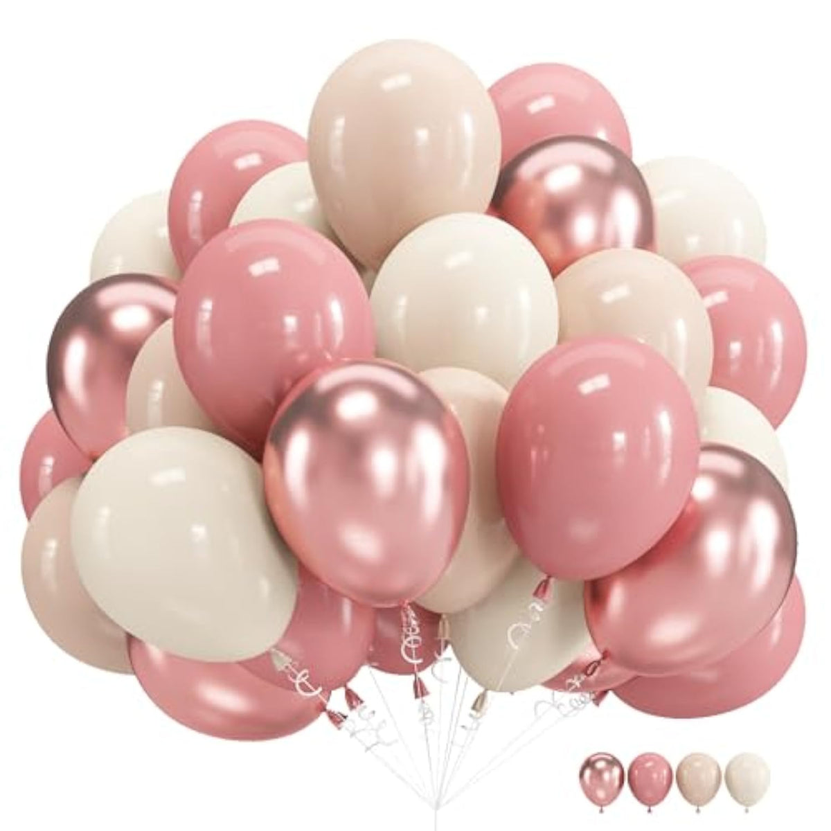60 Pcs Blush Pink Balloons, Retro Nude Beige & Rose Gold Set for Parties & Showers