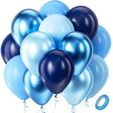 60pcs Blue Balloon Set – 12" Metallic, Navy, Pearl & Pastel Balloons for Party Decorations