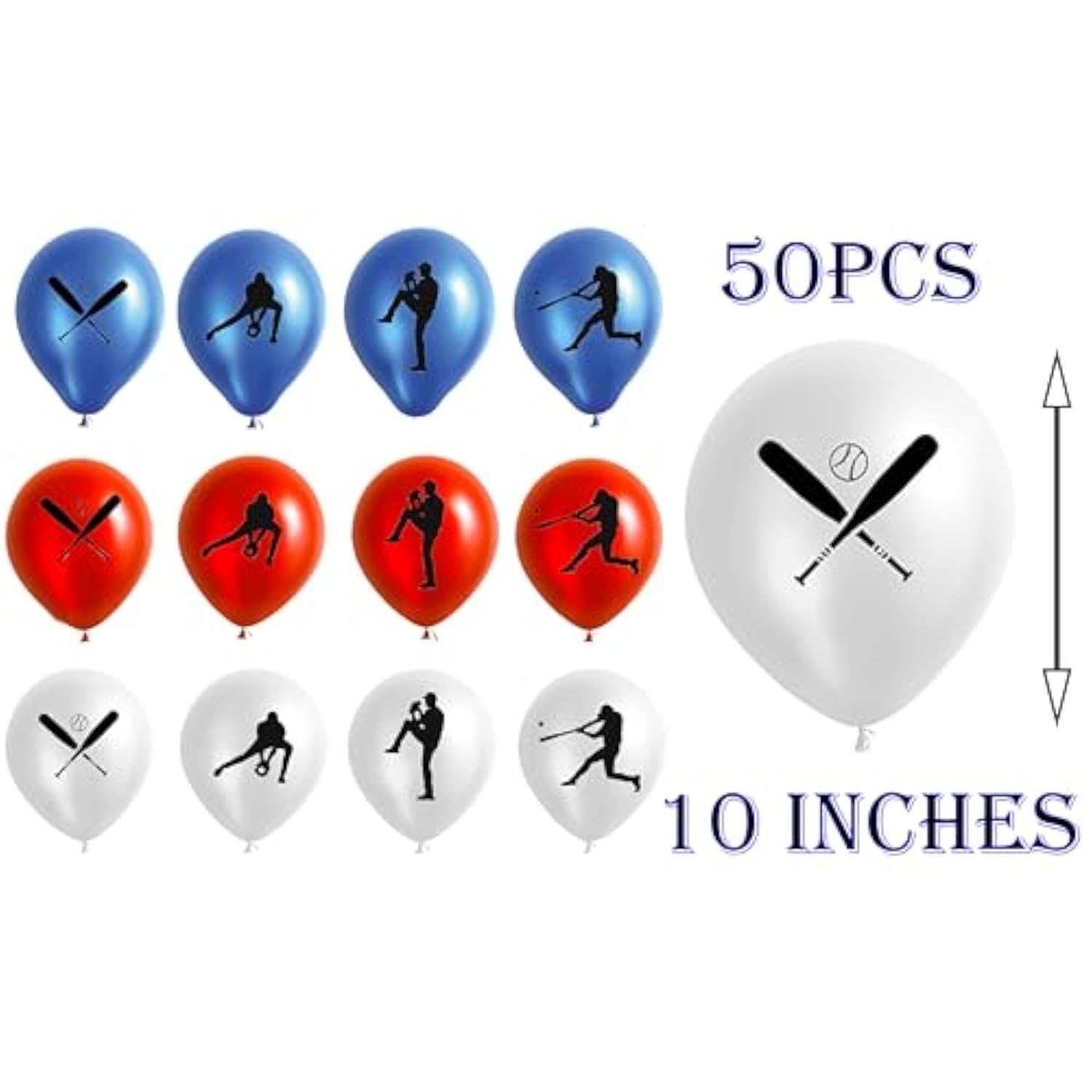 50Pcs Baseball Party Latex Balloons And Foil Balloons - Sports Game/Gr