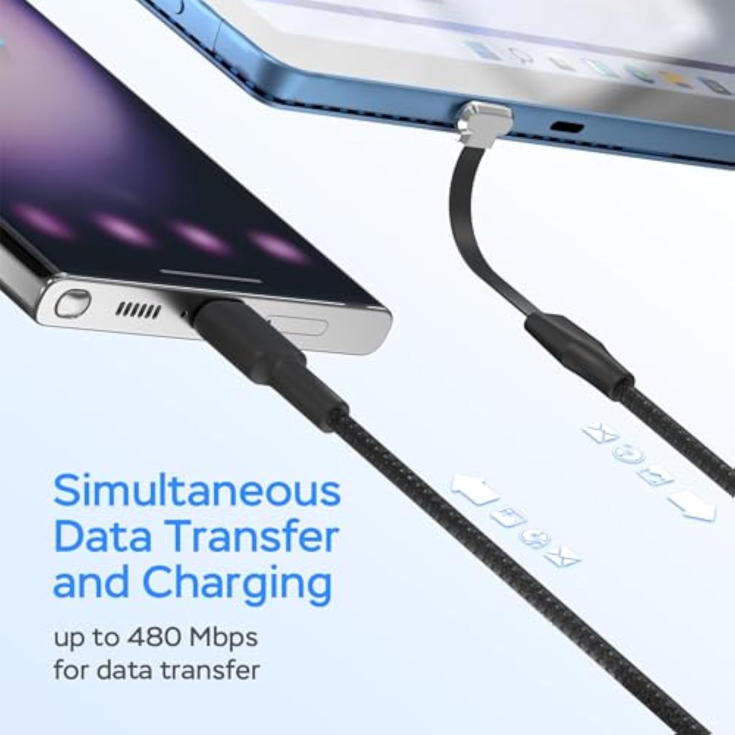Usb C Charger Cable, 60W 3.3Ft Type C Charging Cable, Flat 90-Degree C-Port, H