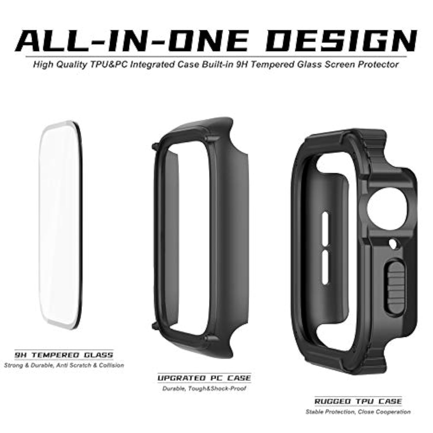 For Rugged Apple Watch Case 46Mm Series 10 With Screen Protector, Durable Military Grade Quattro Pro Series Drop-Proof Protective Cover Full Coverage Bumper For Men Iwatch