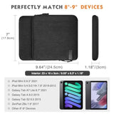 MoKo 8-9 Inch Tablet Sleeve Bag Carrying Case with Storage Pockets Fits New iPad mini (A17 Pro) 8.3" 2024, iPad mini 6/5/4/3/2/1th 8.3"/7.9" 2021-2012, Galaxy Tab A7 Lite 8.7" 2021, Black & Gray