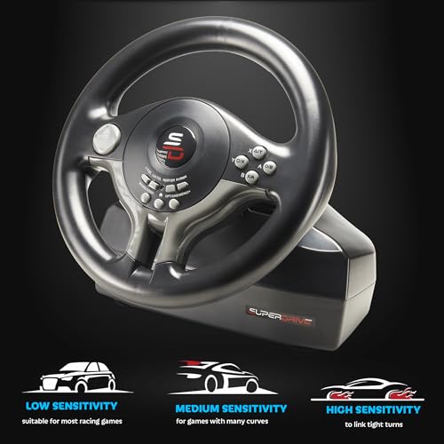 - Superdrive SV250 Steering Wheel. Racing Wheel with pedals and Gearshift Paddles - 22 cm Diameter, 180° Roation Angle - For Nintendo Switch 2 -