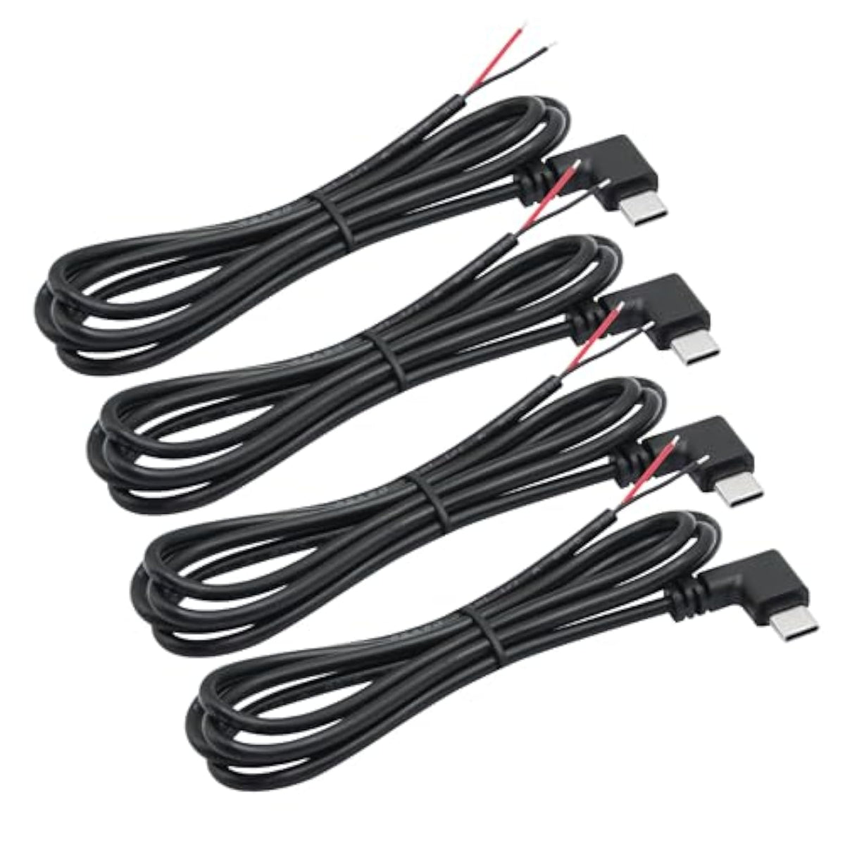 4Pcs 90 Degree Usb C To 2 Pin Bare Wire Open End Wire 1M/3Ft, Right Angle Usb Type C Male Plug Pigtail Power Cable 22Awg 5V/3A, For Usb C Equipment Installed Or Replacement Repair Diy Cable
