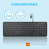 Perixx PERIBOARD-213B ES Teclado con Cable USB y Teclas Multimedia - Las tecla
