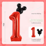 40" Mouse Number 1 Balloon – Black Mouse Head & Red Balloon for Parties