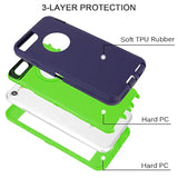For Iphone 6 Case, For Iphone 6S Case, Heavy Duty Shockproof Series Case With Built-In Screen Protector Compatible With All Us Carriers - Navy/Lime