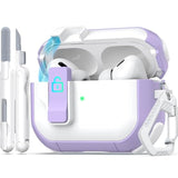 For Airpods Pro Case (2Nd/1St Gen), Dual-Color Design With Automatic Pop-Up Lid, Includes Cleaning Tool, Durable And Shockproof, Compatible With Wireless Charging, White/Purple