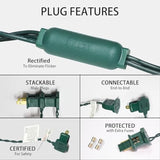 25Ft 50 Counts Yellow Led Christmas Lights - Commercial Grade Outdoor Waterproof, Wide Angle Green Wire, Xmas Tree Light