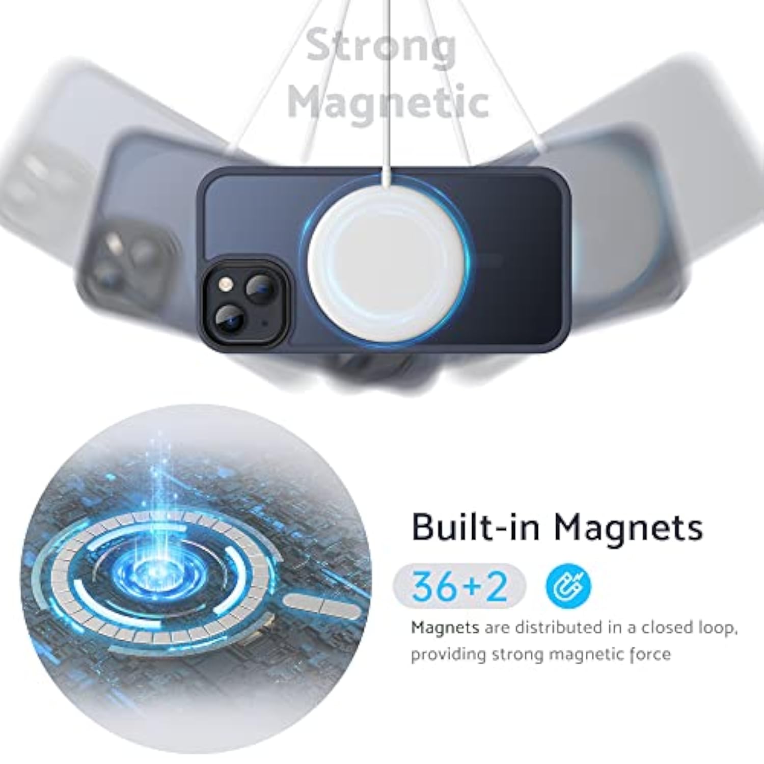 Designed For 14/13 Case, [Support Magsafe] Soft Silicone Slim Anti-Scratch Case For 14/13 6.1 Inch, Blue