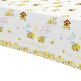 What Will It Bee Gender Reveal Party Supplies Tablecloth, 3Pcs Disposable He Or She Bumble Bee Gender Reveal Decorations Tablecover For Baby Shower, 86In X 55In