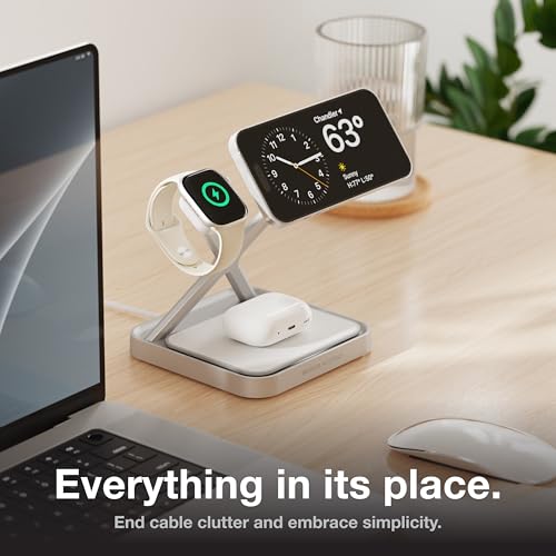 XGrid XDS3: 3-in-1 Wireless Charging Stand Charging Station for iPhone, Apple Watch, and AirPods MagSafe Compatible, Qi2 Certified Includes 45W USB-C