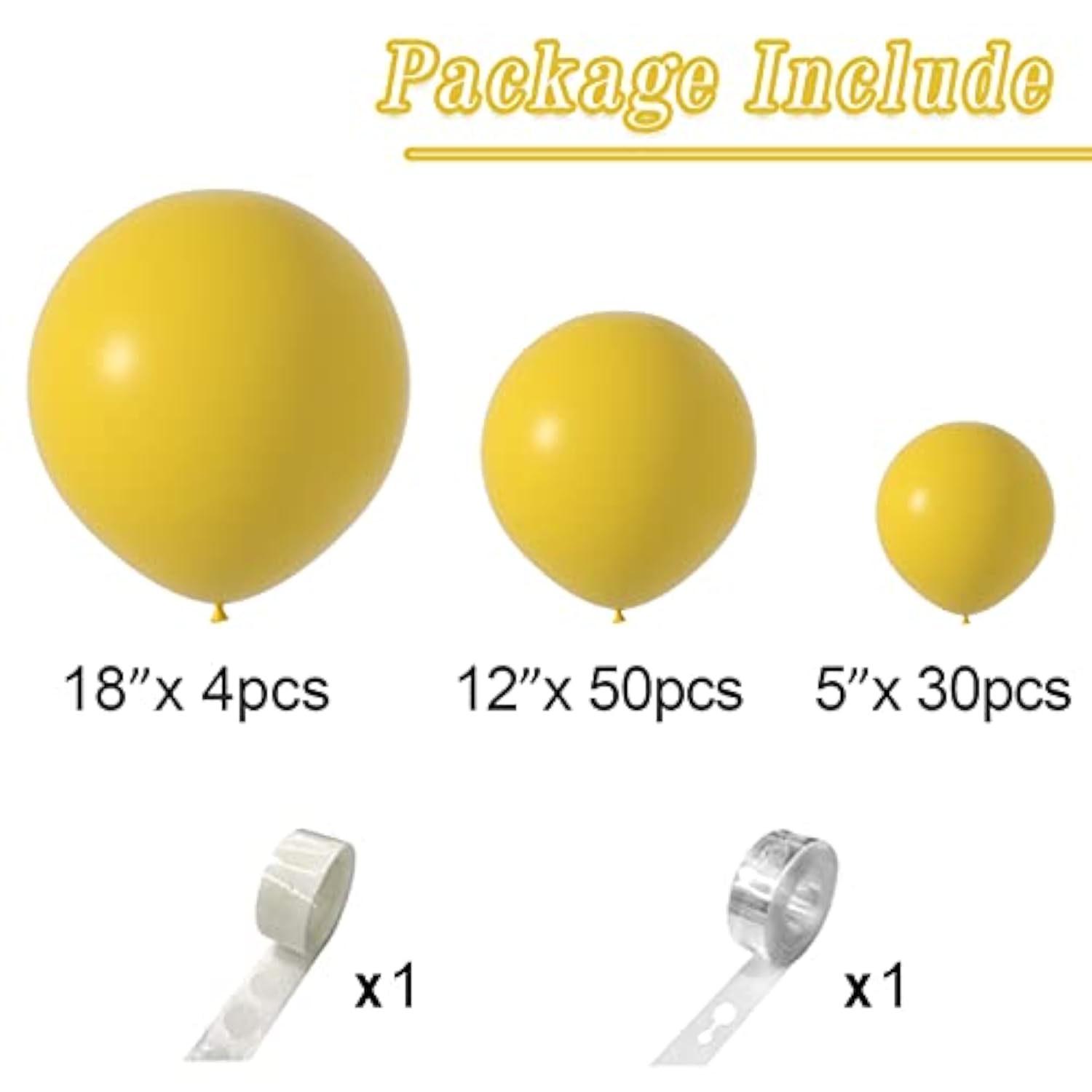 Mustard Yellow Balloon Garland Arch Kit - 84Pcs, 5In +12In +18In Matte Yellow Latex Balloons For Birthday, Baby Shower, Thanksgiving & Festivals