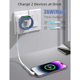 2In1 Iwatch Charger, 36W Retractable Charger For Iwatch,Travel Wall Charging Block Compatible With 16/15/14/13/12/11 Iwatch-Solid Black