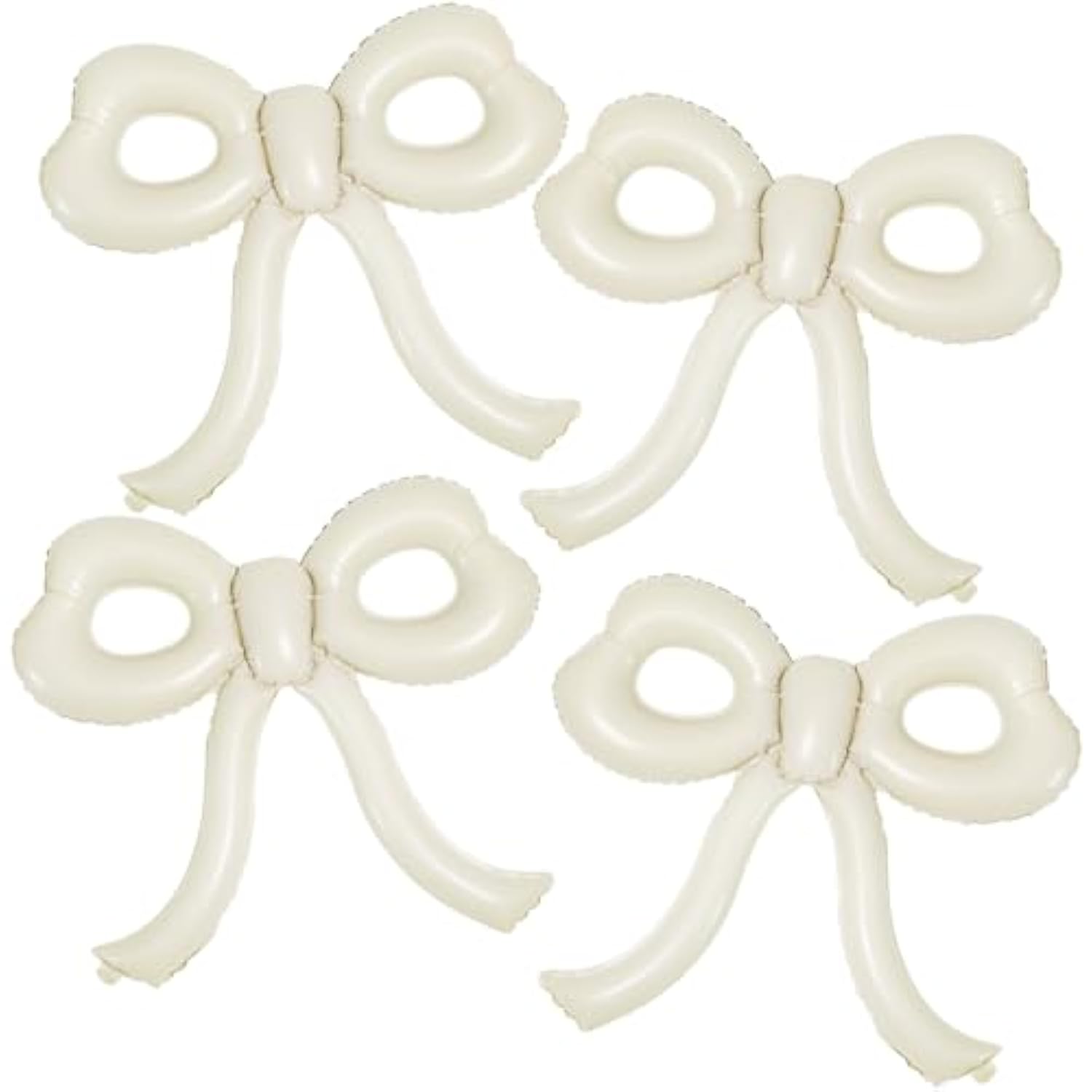 4pcs Cream Bow Foil Balloons – Giant Beige Balloons for Birthday, Baby Shower & Party Decor