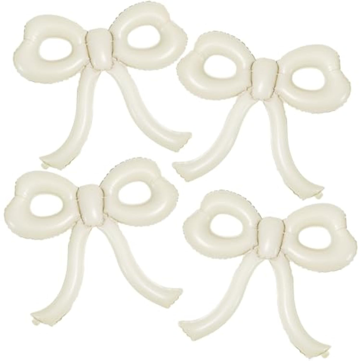 4pcs Cream Bow Foil Balloons – Giant Beige Balloons for Birthday, Baby Shower & Party Decor