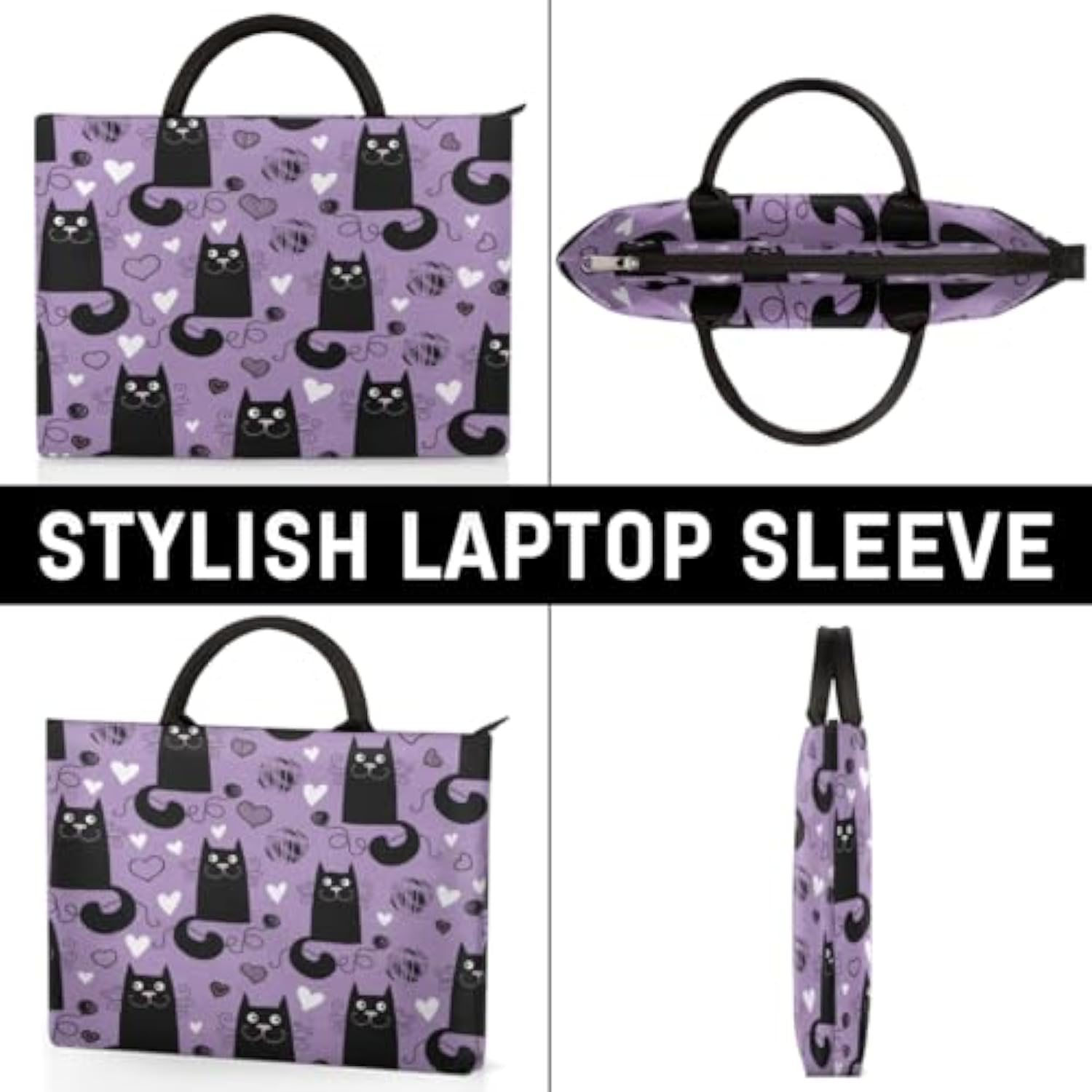 Lively Cat Paint Laptop Sleeve Case 13 13.3 14 Inch Laptop Bag With Handle & Pockets Durable Notebook Computer Carrying Case For Men Women Multi-Color & Size Choices