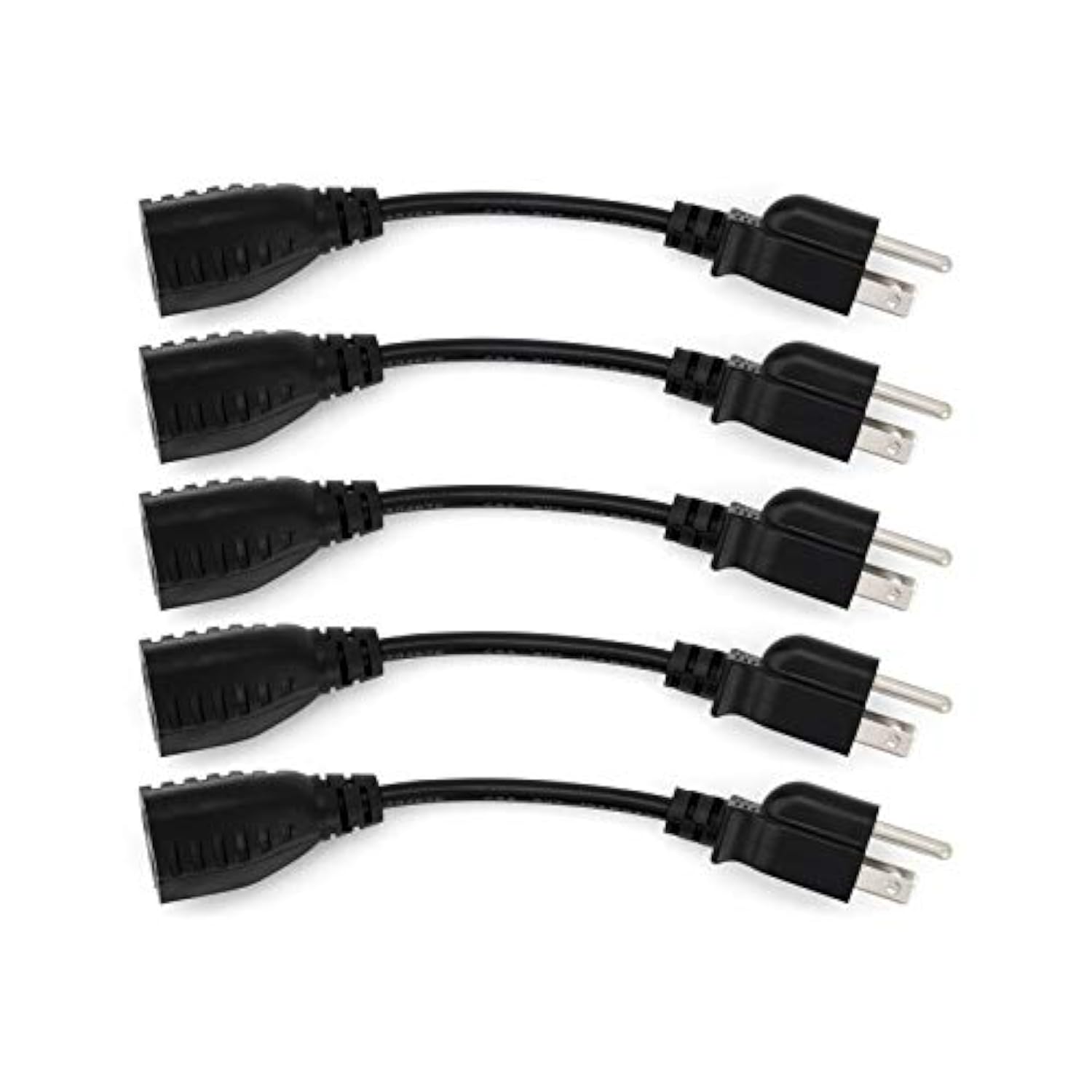 Sewell 6-Inch Power Extension Cable, 5-Pack, Outlet Saver, 18 AWG