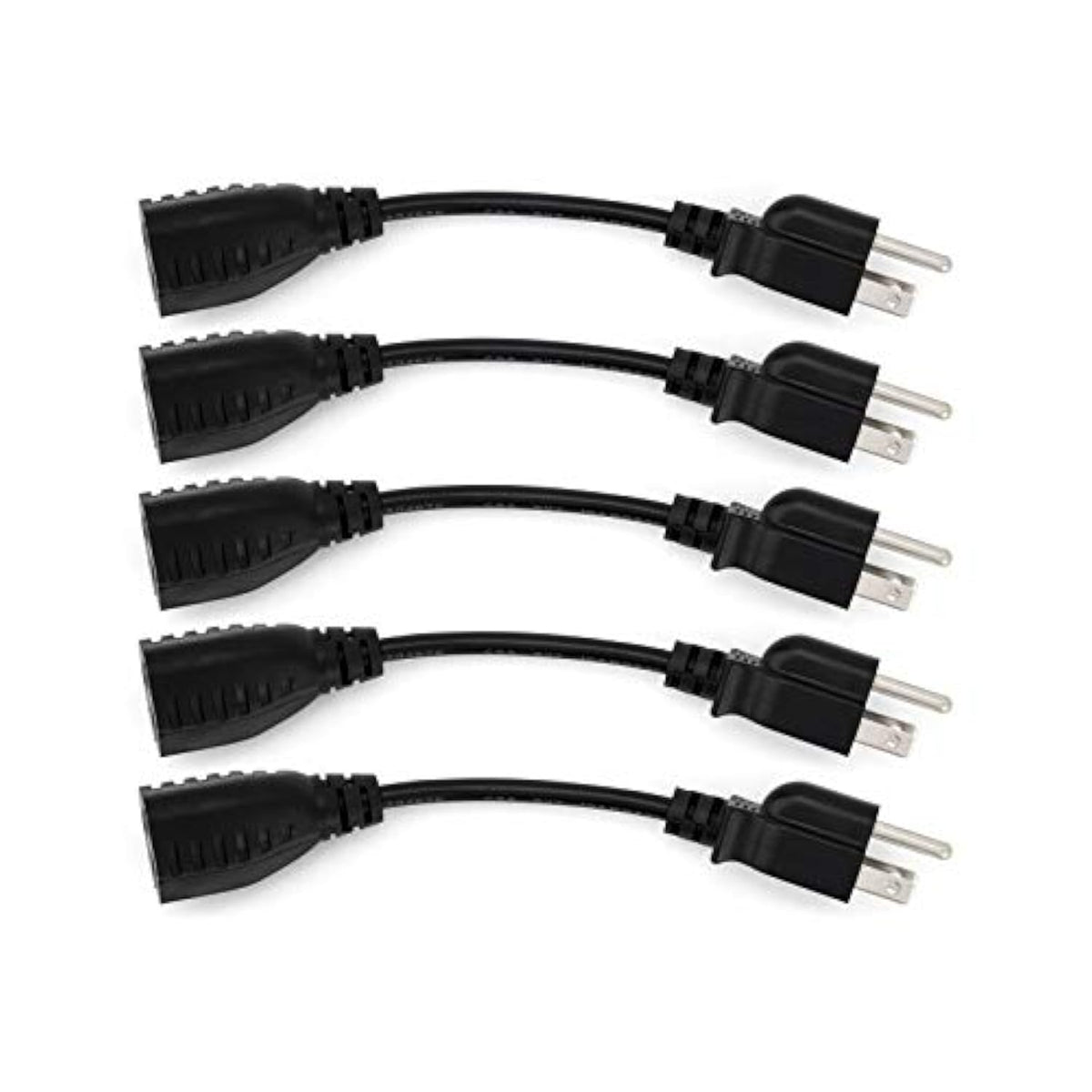 Sewell 6-Inch Power Extension Cable, 5-Pack, Outlet Saver, 18 AWG