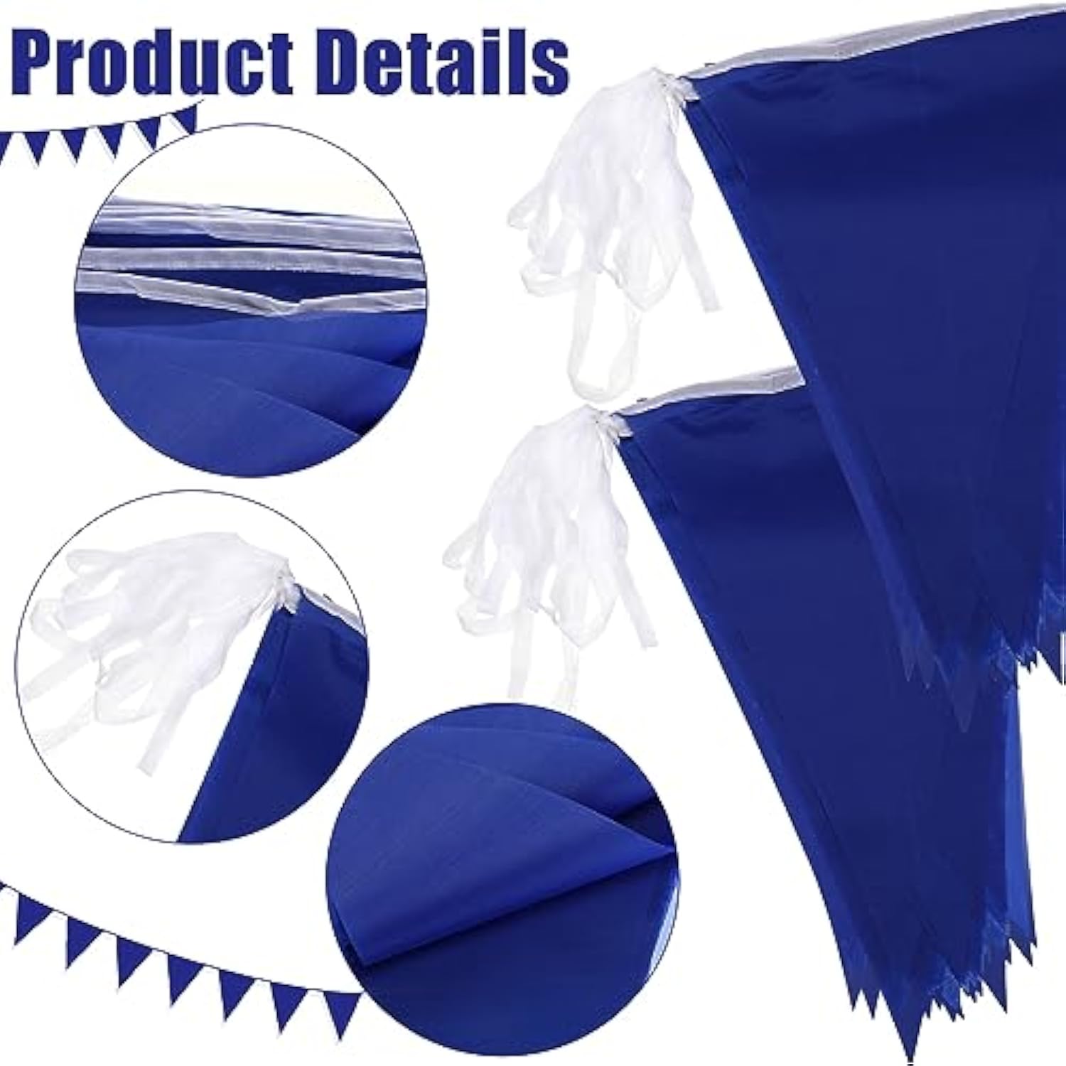 300 Feet Blank Pennant Banners Flags String Hanging Diy 180 Pcs Triangle Bunting Pennant Garland For Opening Graduation Birthday Party Decoration Festival Celebration (Blue)