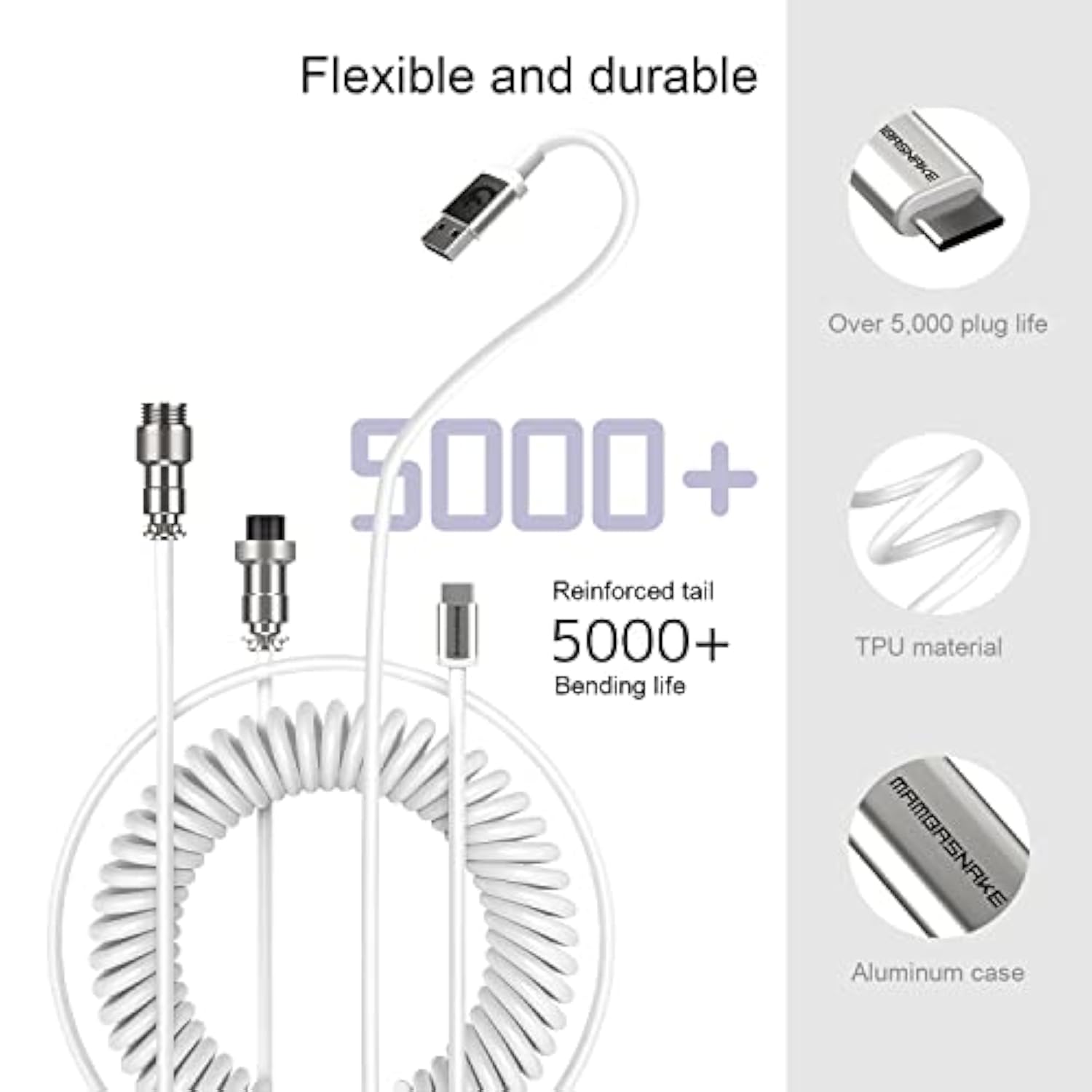C01 Custom Coiled Usb C To A Cable With Detachable Double Sleeved Spiral Cable