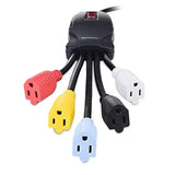 Cable Matters 5 Outlet Power Cord Splitter (Power Squid Outlet Multiplier) with Extra Long 10 Foot Power Cord and Color Coded Receptacles