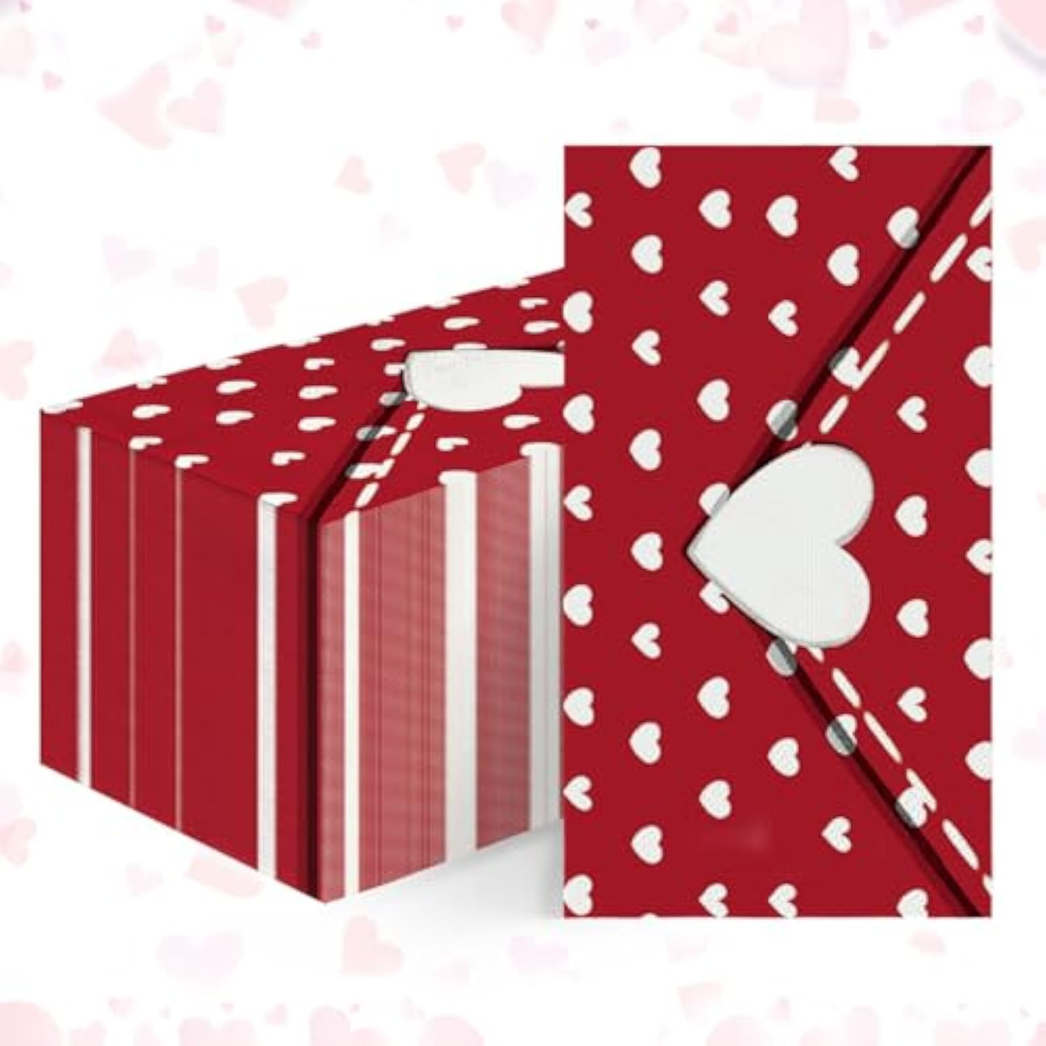 50 Valentine Disposable Paper Decorative Guest Napkins, Red Love Heart Envelope Hand Towel For Party Lunch Dinner Kitchen Bathroom