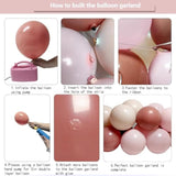 Dusty Pink Balloon Arch Kit with Blush Cream Rose Balloons for Baby Shower Party