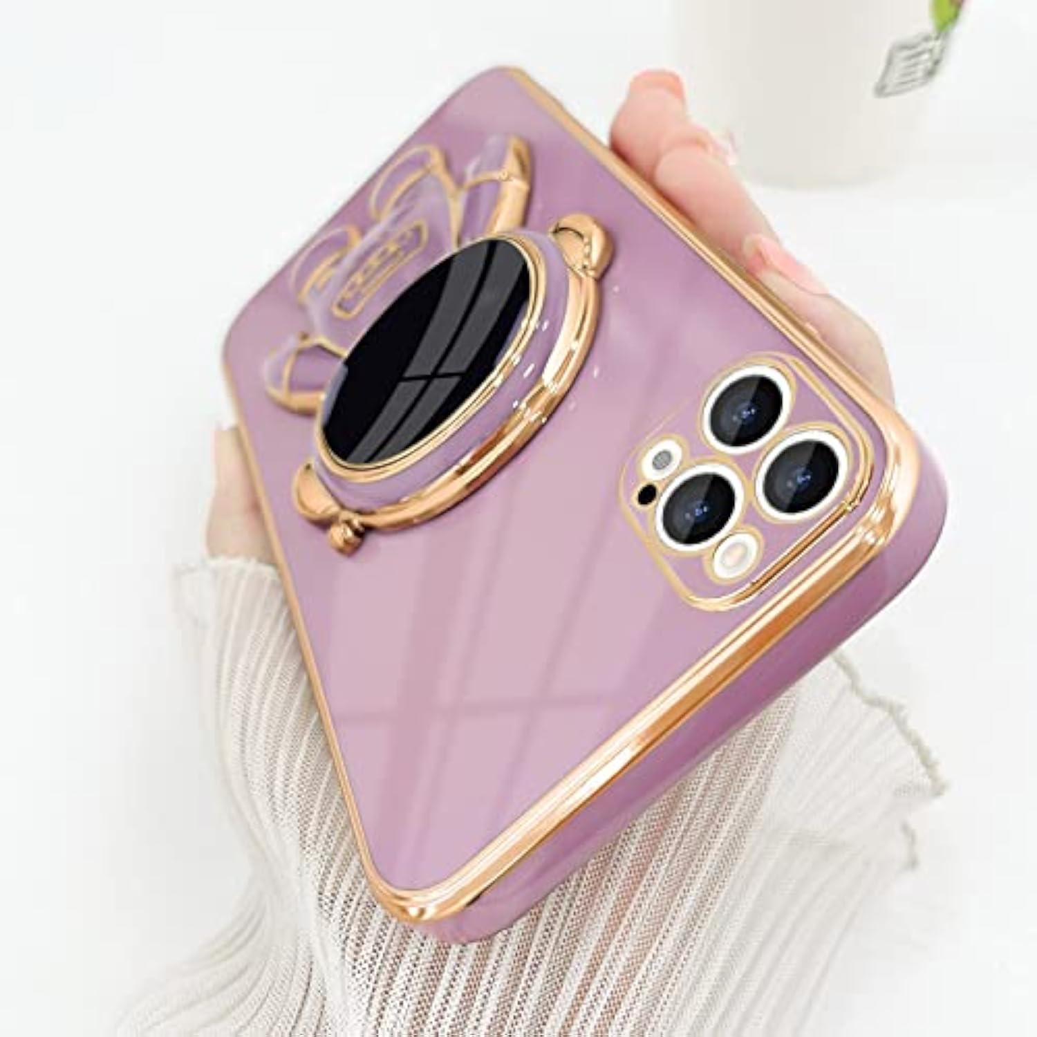 Compatible With Iphone 12 Pro Max Case Cute 3D Astronaut Stand Design Camera Protection Shockproof Soft Back Cover For Apple Iphone 12 Pro Max Phone Case Purple