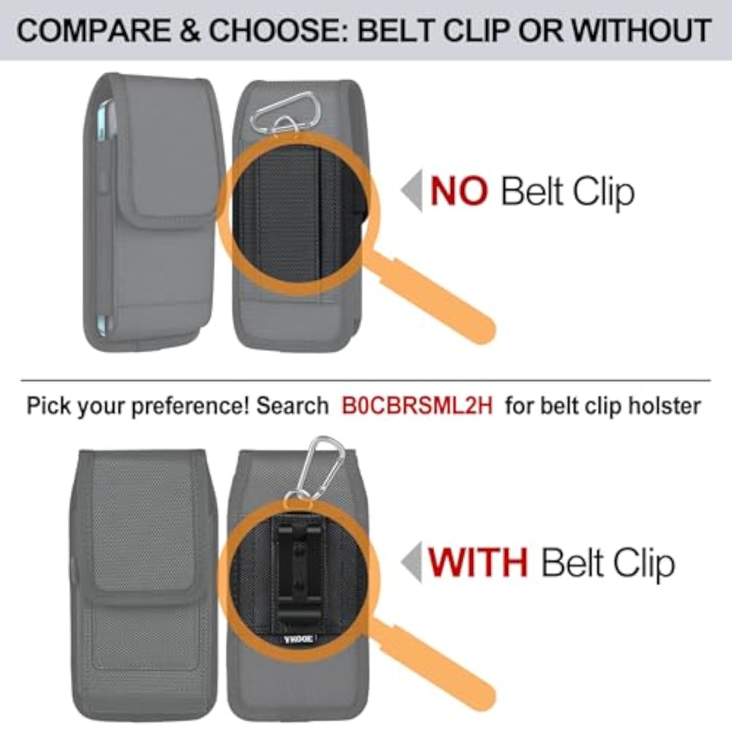 Cell Phone Pouch Nylon Belt Holster Case Compatible With Iphone 16/15/14/13/12/11 Pro Max & Plus Models, Samsung Galaxy S24/S23/S21 Fe, Black–Xl