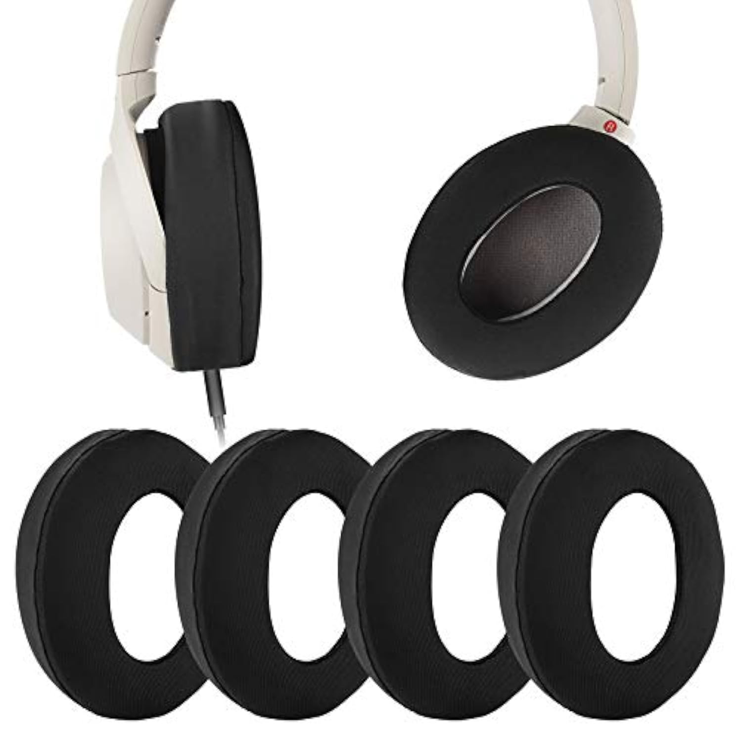 Geekria 2 Pairs Ice Silk Headphones Ear Covers, Washable & Stretchable Sanitary Earcup Protectors for Over-Ear Headsets, Sweat-Resistant (Size M/Black)
