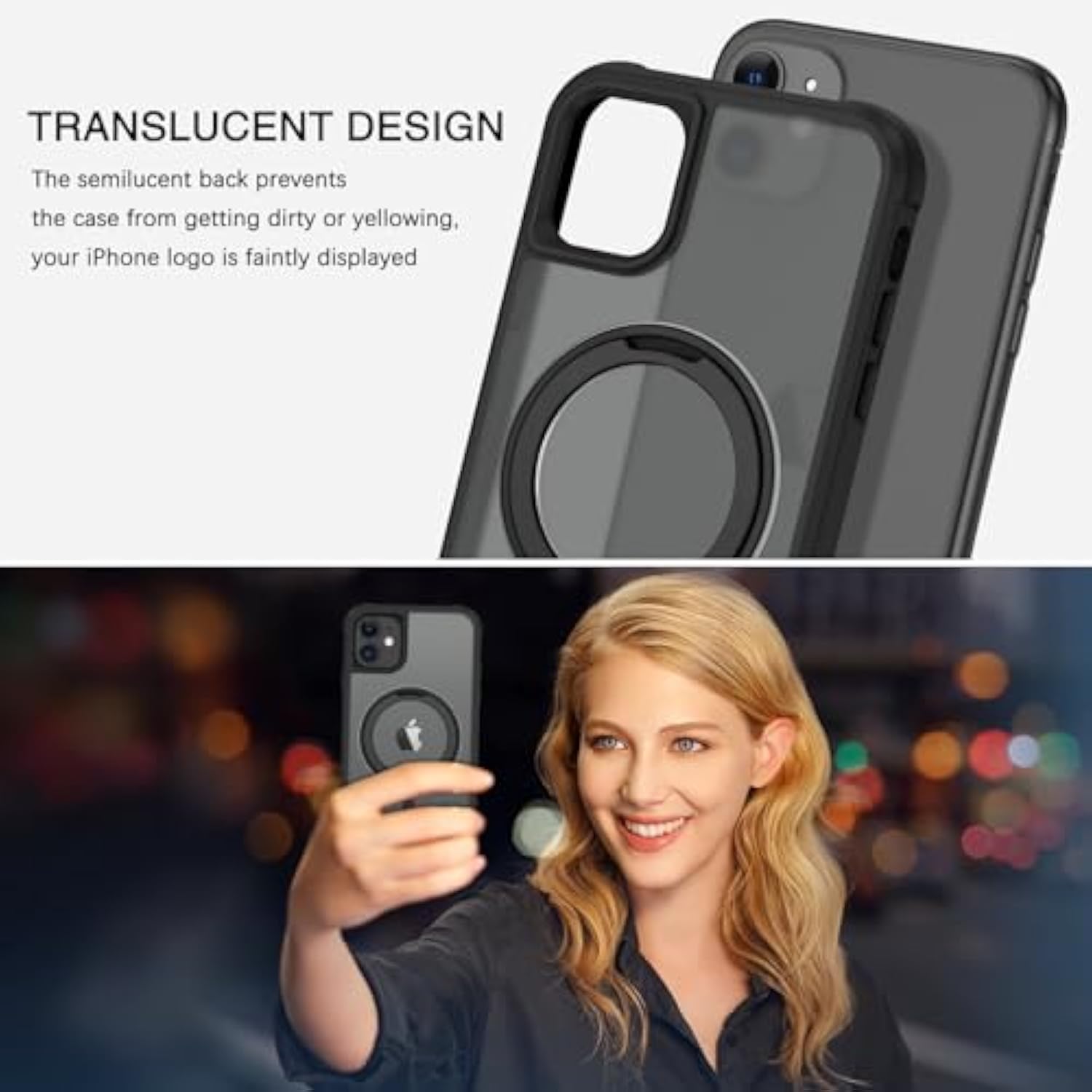 For Iphone 11 Phone Case, Iphone 11 Magnetic Case [Compatible With Magsafe] Rotatable Ring Holder Kickstand Design Shockproof Women Men Girl Boy Protective Cover For Iphone 11 6.1 2019, Black