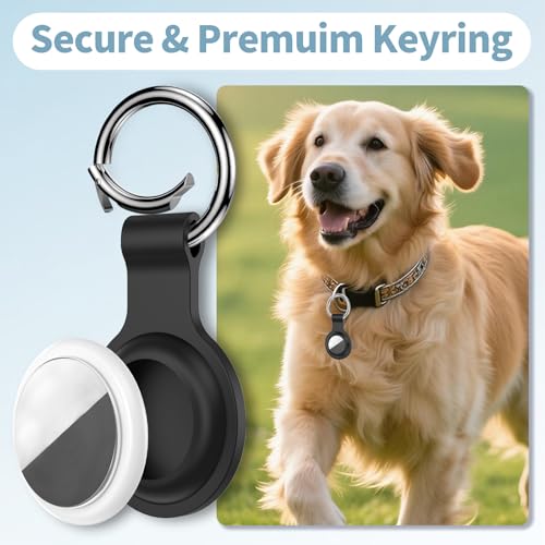 [4 Pack Family Set] Case Compatible With Apple Airtag Holder, 2 Keyring + 2 Pin-Style Secure Protectors, Durable Silicone Anti-Loss Shockproof Gps Cover For Kids, Pets, Bags, Luggage Tracking