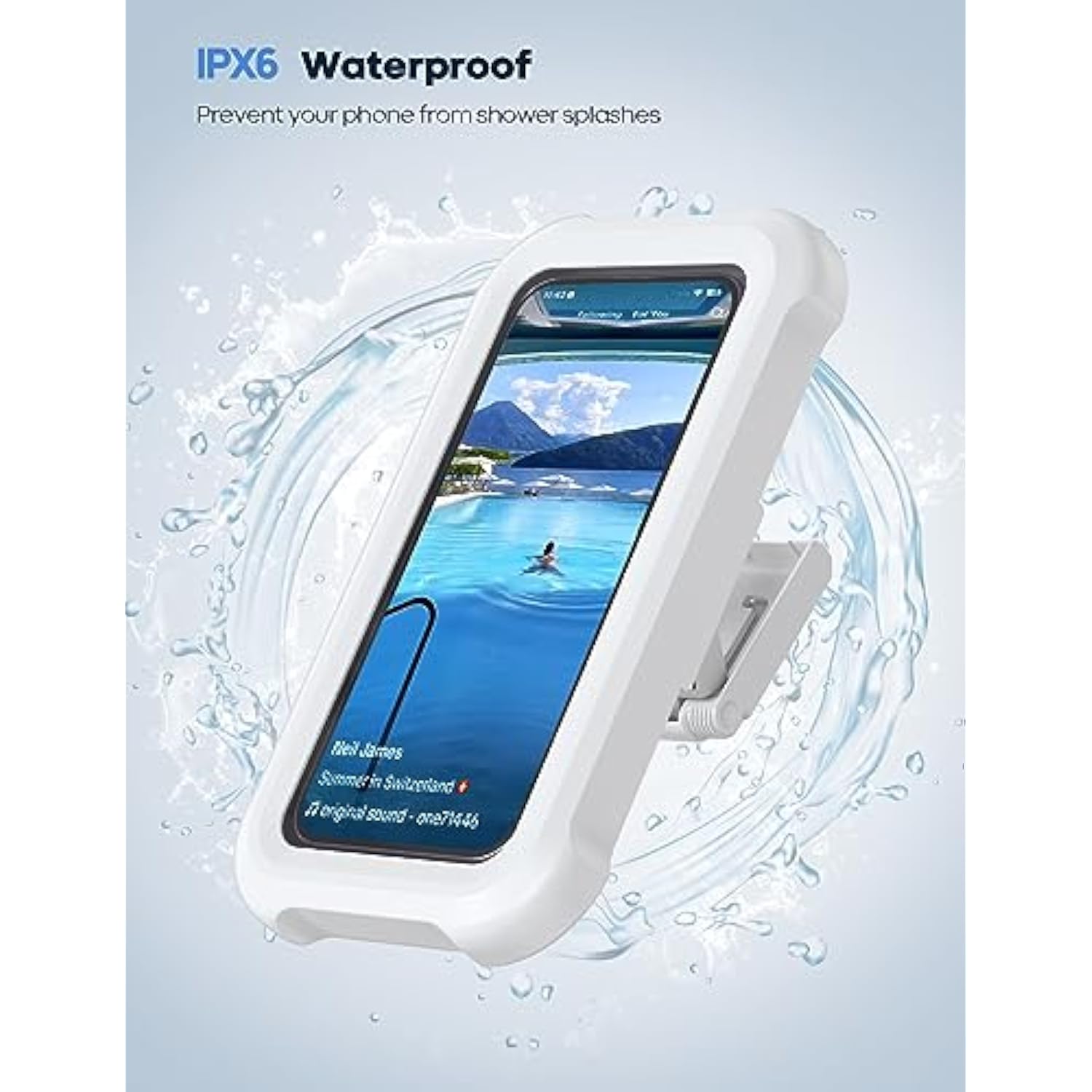 Shower Phone Holder Waterproof - 480° Rotatable Retractable Adjustable Shower Case Holder, Bathroom Wall Phone Mount Stand Water Proof Anti Fog Case, Accessories For 4-7" Cellphones