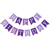 Happy Birthday Banner Light Purple Wall Door Garland with Personalized Letters