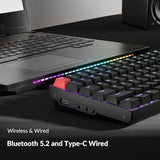 K4 96% Layout Qmk Wireless And Wired Options Mechanical Keyboard Super Red Switch, Rgb Backlight With Shine-Through Double-Shot Pbt Keycaps For Mac Windows-Version 3
