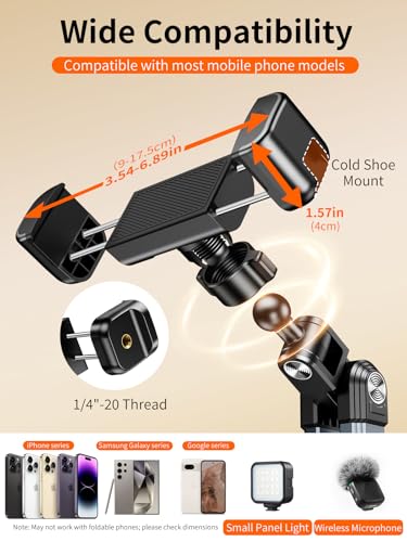 Floor Phone Stand for Video Recording,Overhead Cell Phone Stand for Bed,360° Adjustable Desk iPhone Tripod Floor Holder with Long Extension